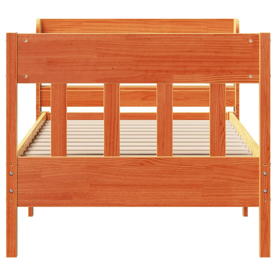 Bedframe zonder matras massief grenenhout wasbruin 100x200 cm