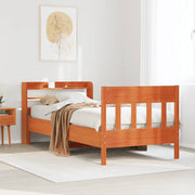 Bed frame without mattress solid pine wood wash brown 100x200 cm