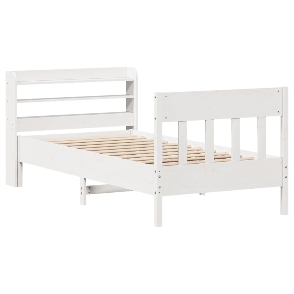 Bedframe zonder matras massief grenenhout wit 90x200 cm
