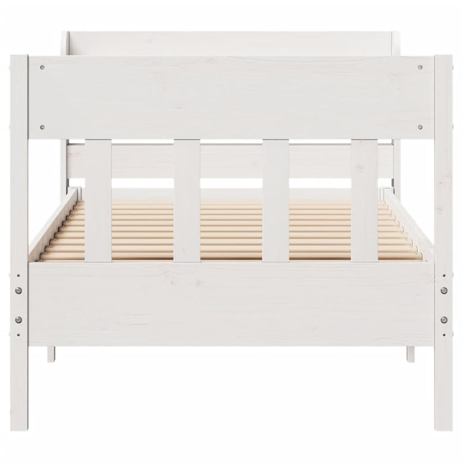 Bedframe zonder matras massief grenenhout wit 90x200 cm