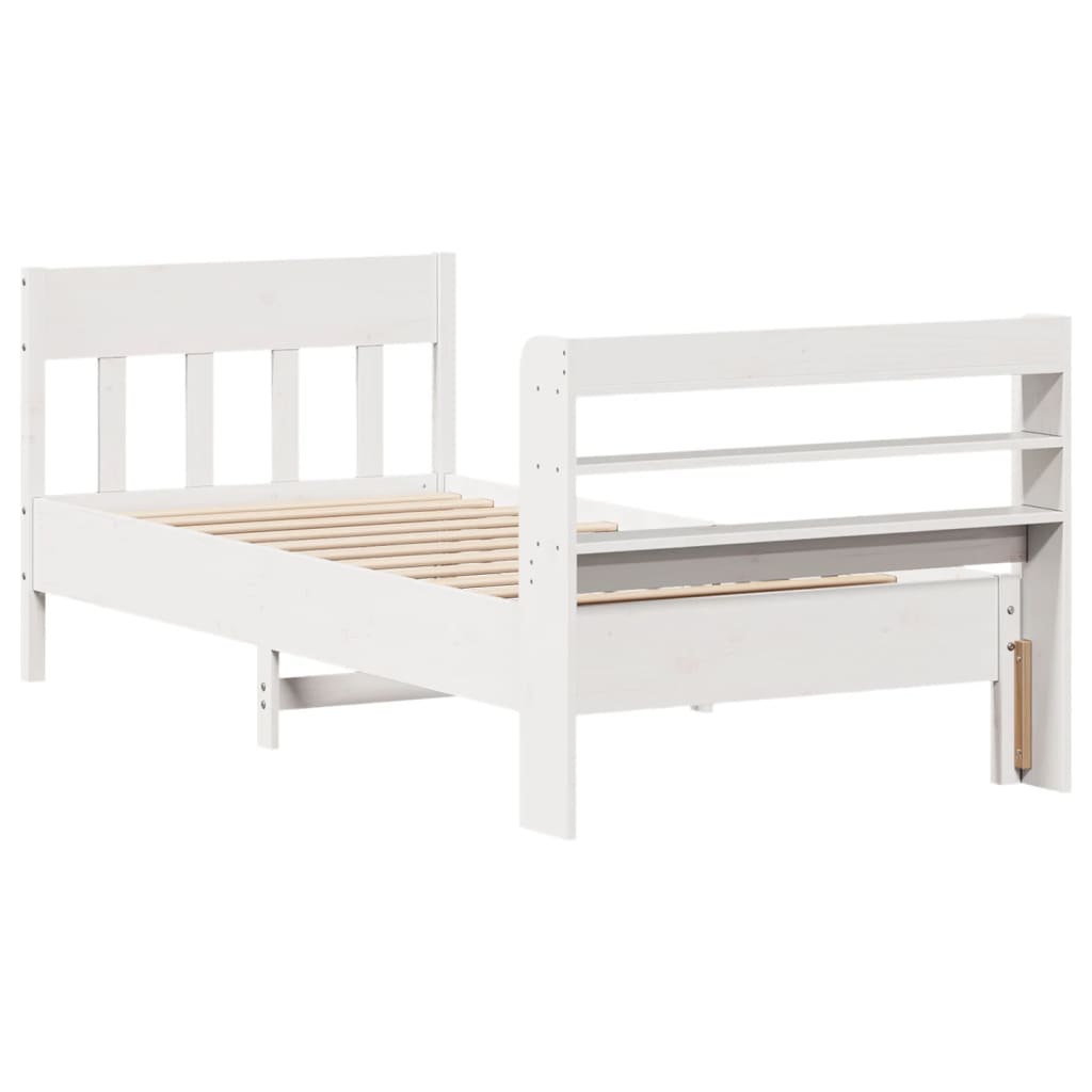 Bedframe zonder matras massief grenenhout wit 90x200 cm