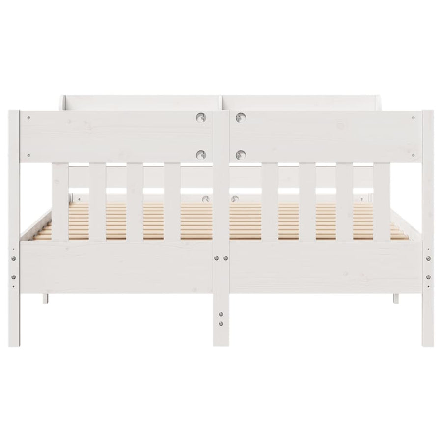 Bedframe zonder matras massief grenenhout wit 140x190 cm