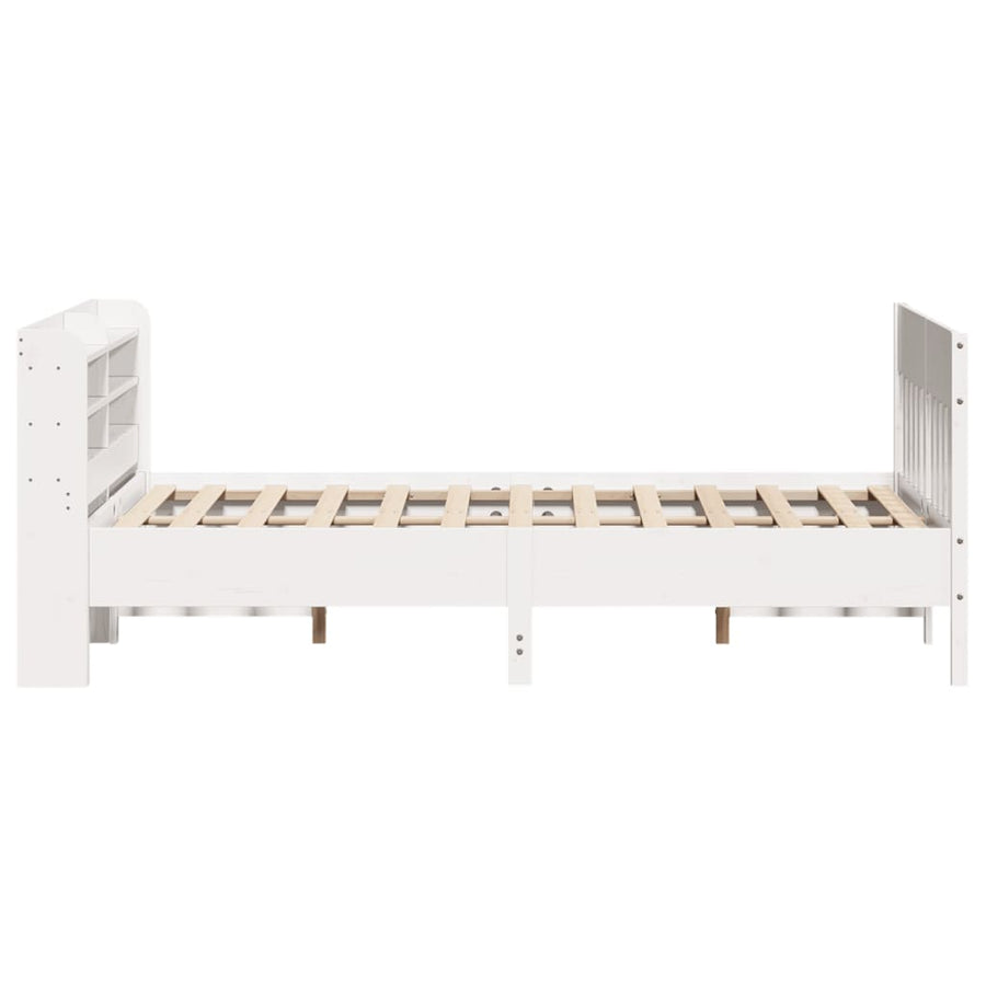 Bedframe zonder matras massief grenenhout wit 140x190 cm