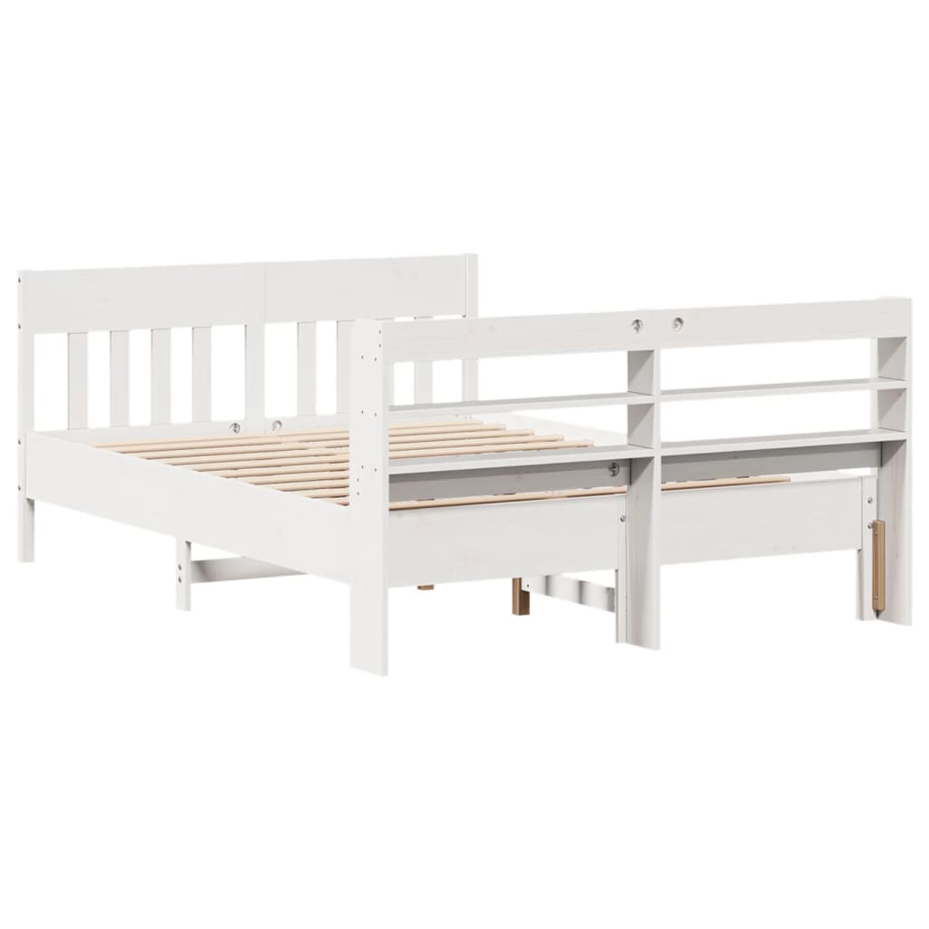 Bedframe zonder matras massief grenenhout wit 140x190 cm