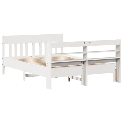 Bedframe zonder matras massief grenenhout wit 140x190 cm