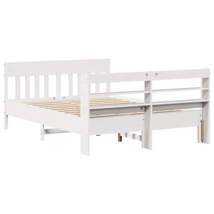 Bedframe zonder matras massief grenenhout wit 140x190 cm