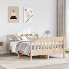 Bed frame without mattress solid pine wood 135x190 cm