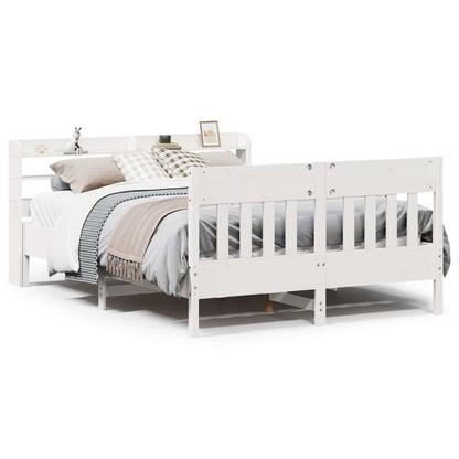 Bedframe zonder matras massief grenenhout wit 135x190 cm