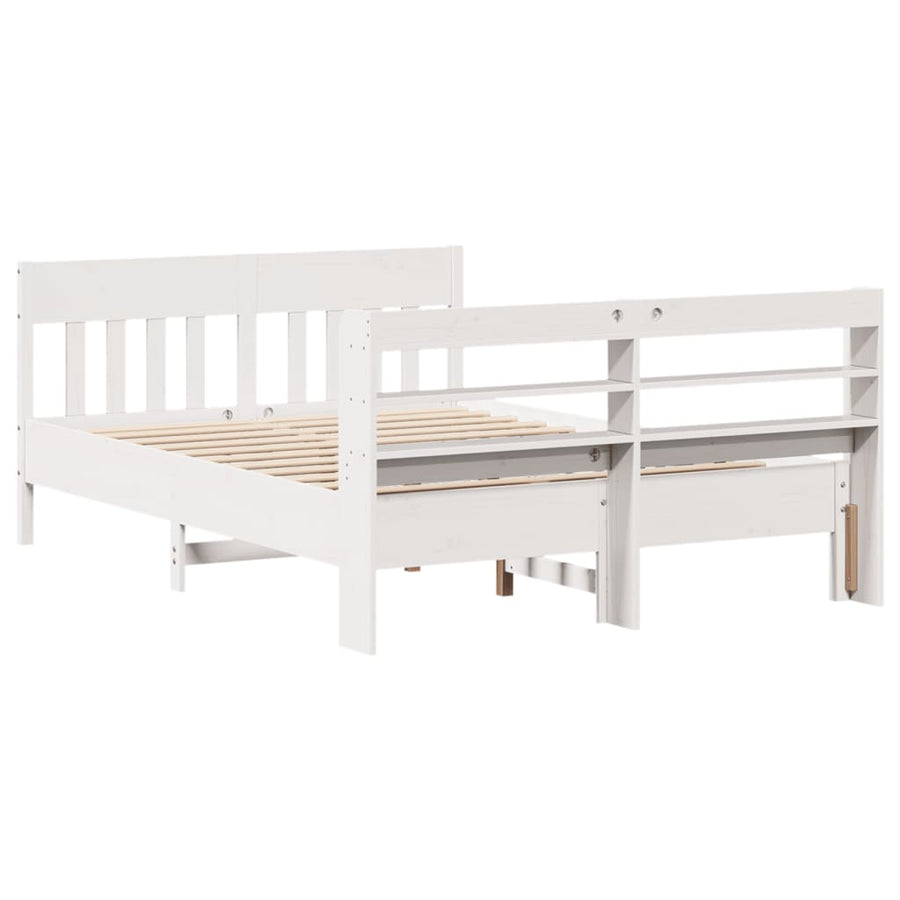 Bedframe zonder matras massief grenenhout wit 135x190 cm
