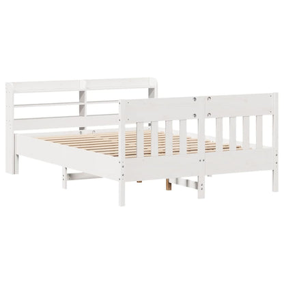 Bedframe zonder matras massief grenenhout wit 120x190 cm