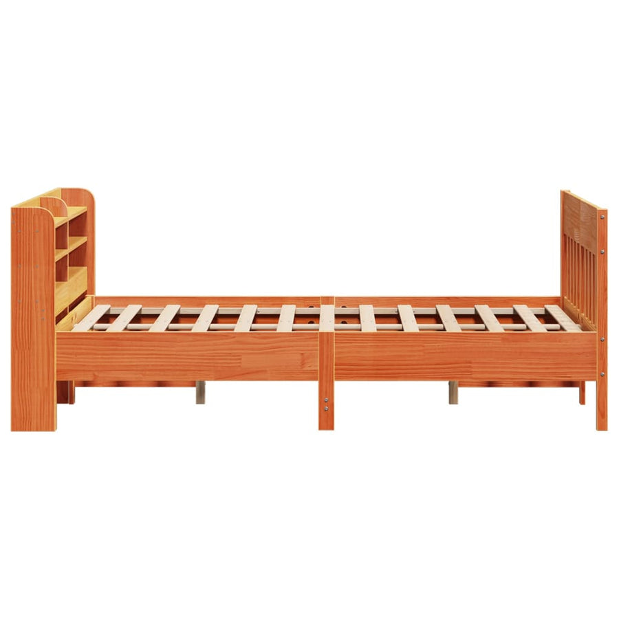 Bedframe zonder matras massief grenenhout wasbruin 120x190 cm
