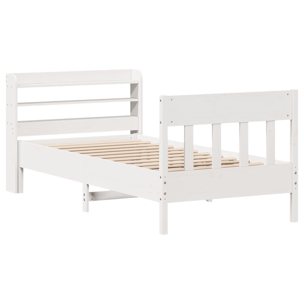 Bedframe zonder matras massief grenenhout wit 90x190 cm