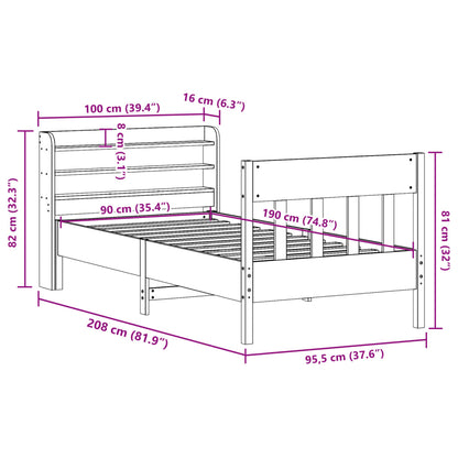 Bedframe zonder matras massief grenenhout wit 90x190 cm