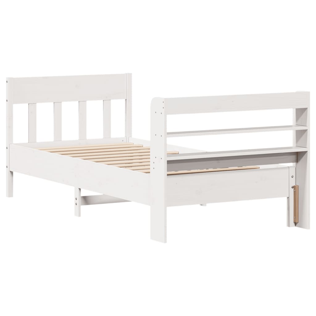 Bedframe zonder matras massief grenenhout wit 90x190 cm