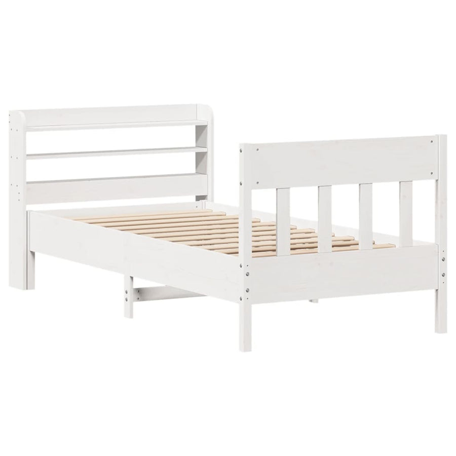 Bedframe zonder matras massief grenenhout wit 75x190 cm