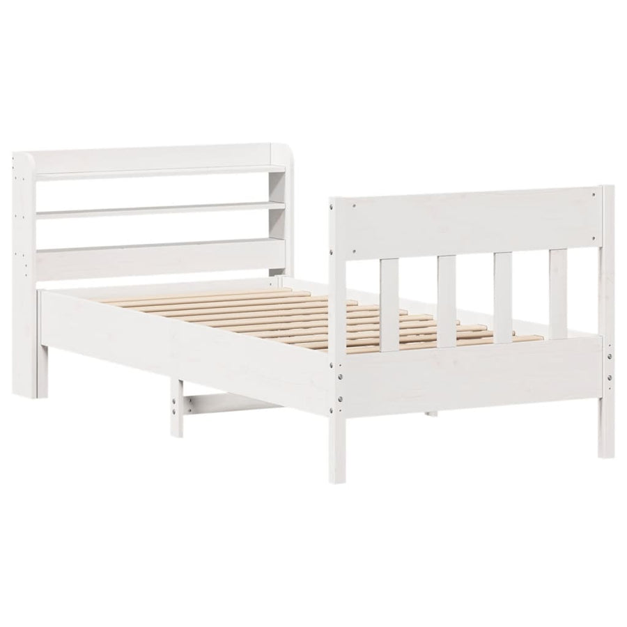 Bedframe zonder matras massief grenenhout wit 75x190 cm