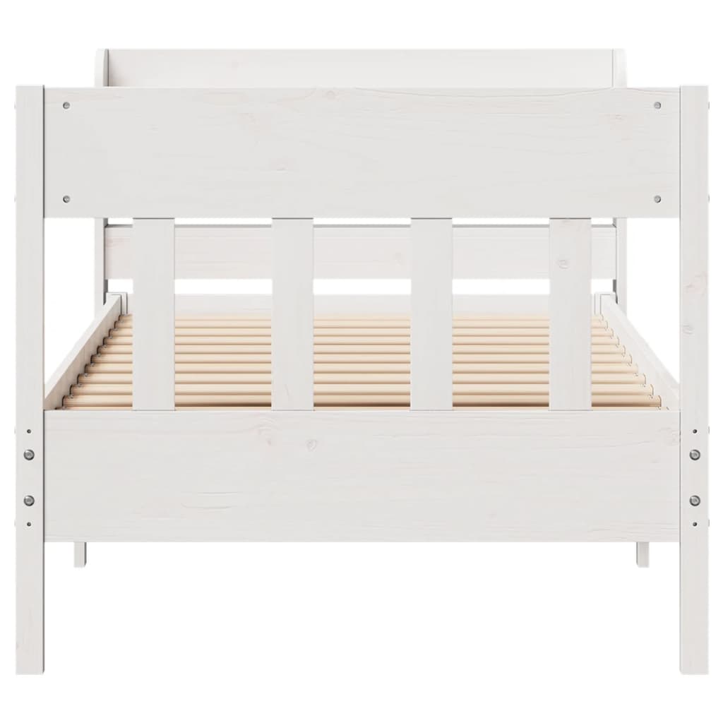 Bedframe zonder matras massief grenenhout wit 75x190 cm