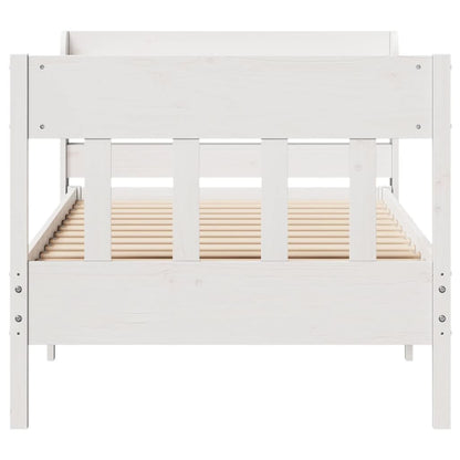 Bedframe zonder matras massief grenenhout wit 75x190 cm
