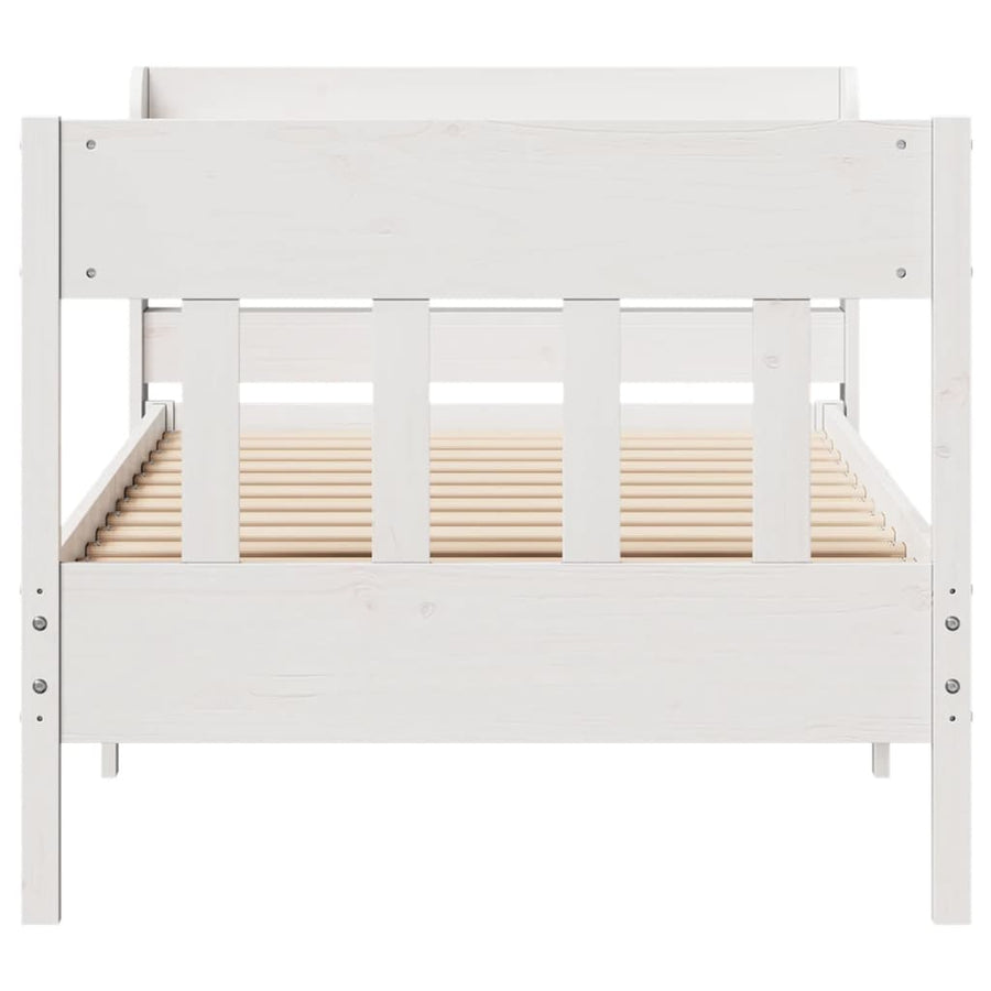 Bedframe zonder matras massief grenenhout wit 75x190 cm