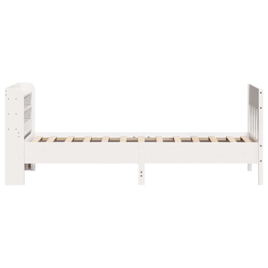 Bedframe zonder matras massief grenenhout wit 75x190 cm