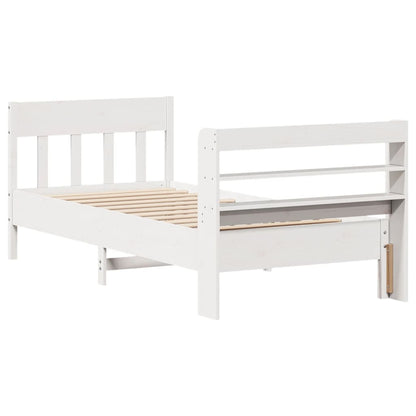 Bedframe zonder matras massief grenenhout wit 75x190 cm