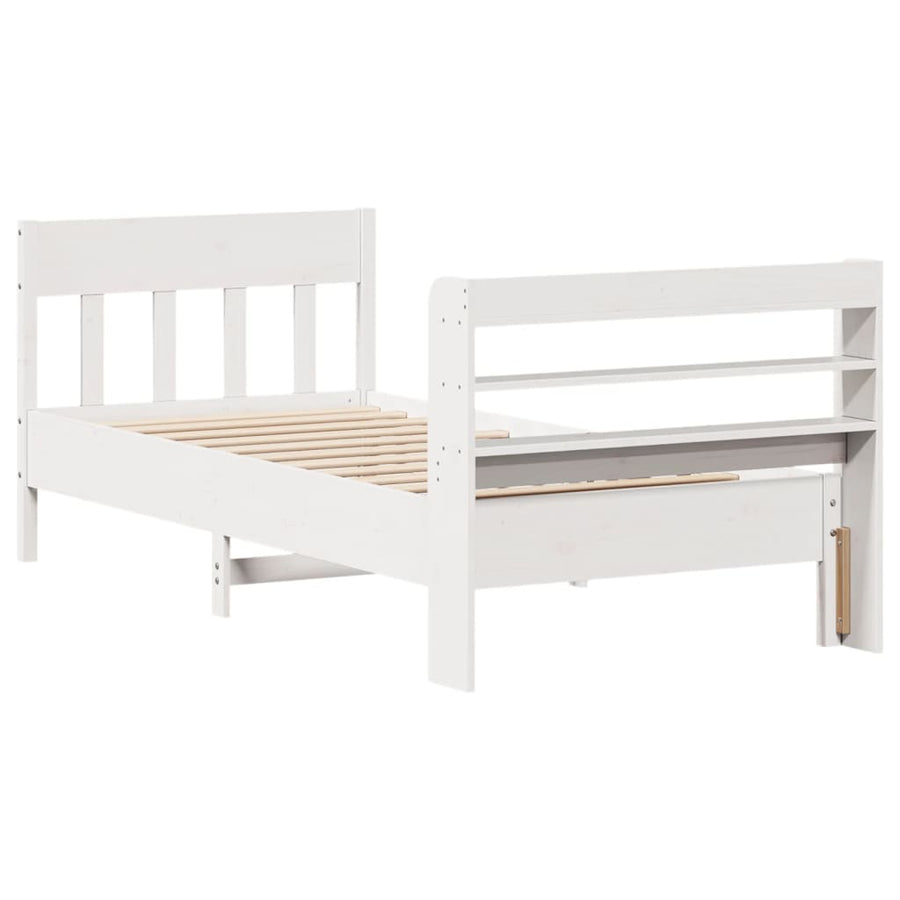 Bedframe zonder matras massief grenenhout wit 75x190 cm