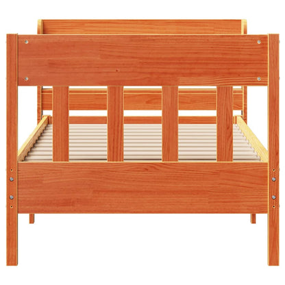 Bedframe zonder matras massief grenenhout wasbruin 75x190 cm