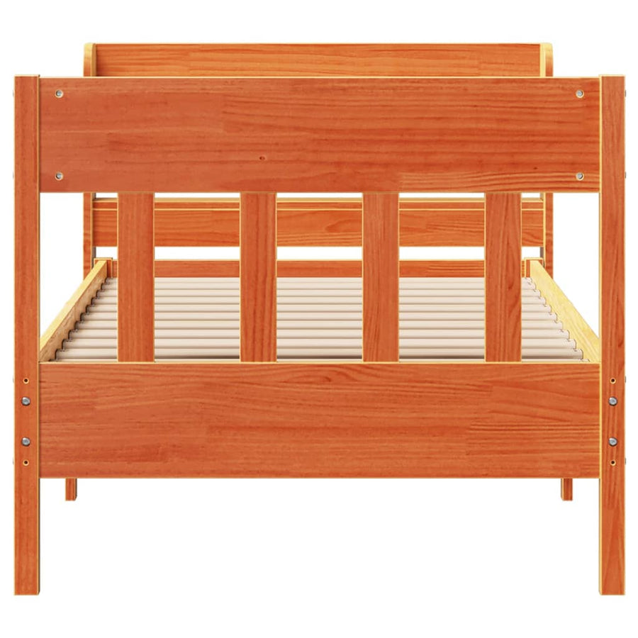 Bedframe zonder matras massief grenenhout wasbruin 75x190 cm