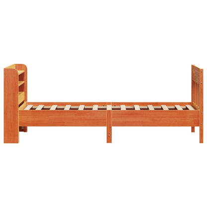 Bedframe zonder matras massief grenenhout wasbruin 75x190 cm