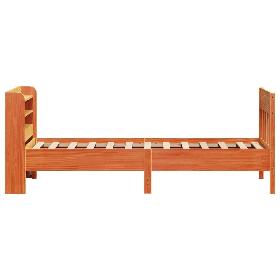 Bedframe zonder matras massief grenenhout wasbruin 75x190 cm