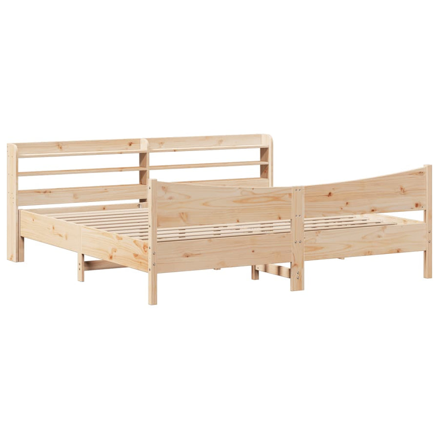 Bedframe met hoofdbord massief grenenhout 200x200 cm