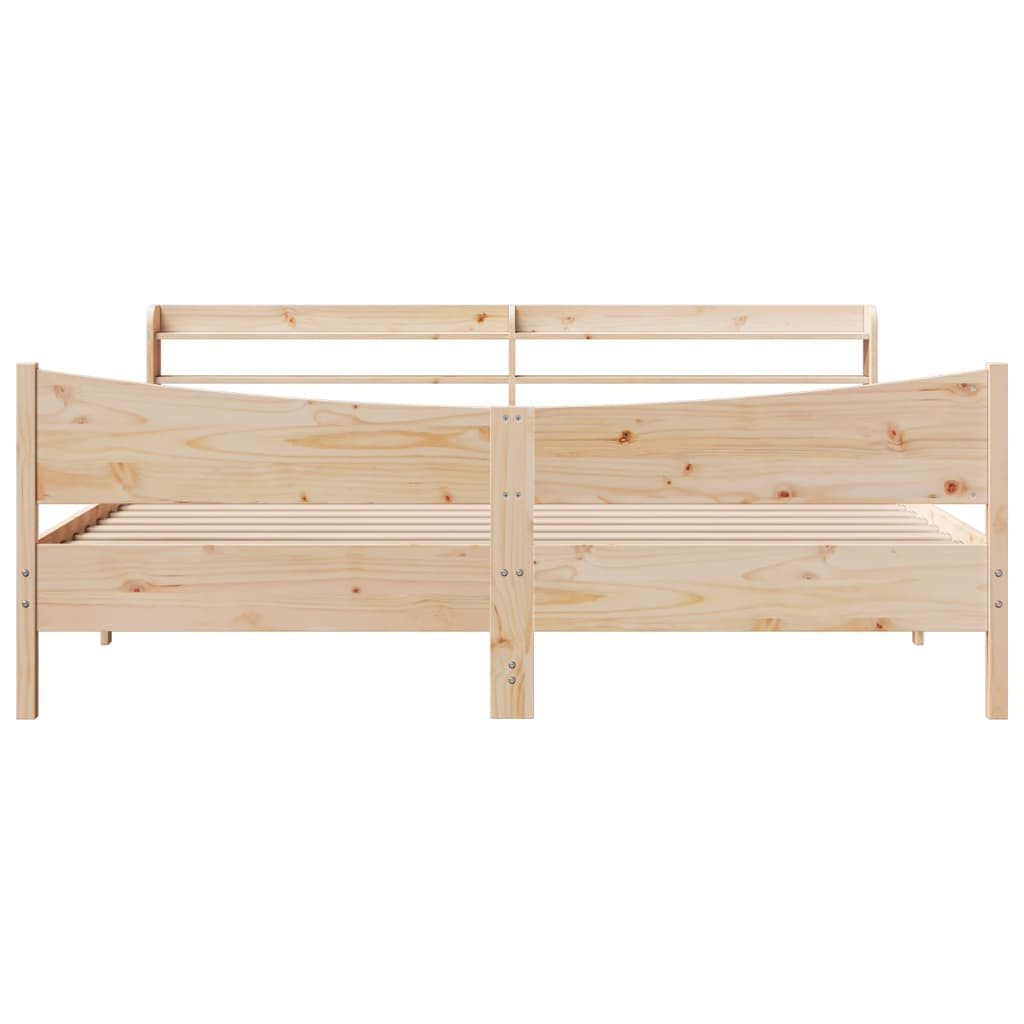 Bedframe met hoofdbord massief grenenhout 200x200 cm