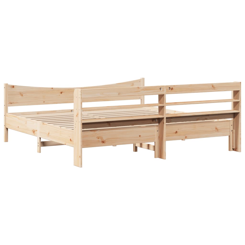 Bedframe met hoofdbord massief grenenhout 200x200 cm