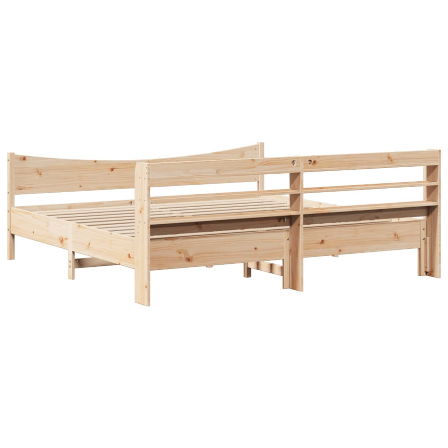 Bedframe met hoofdbord massief grenenhout 200x200 cm