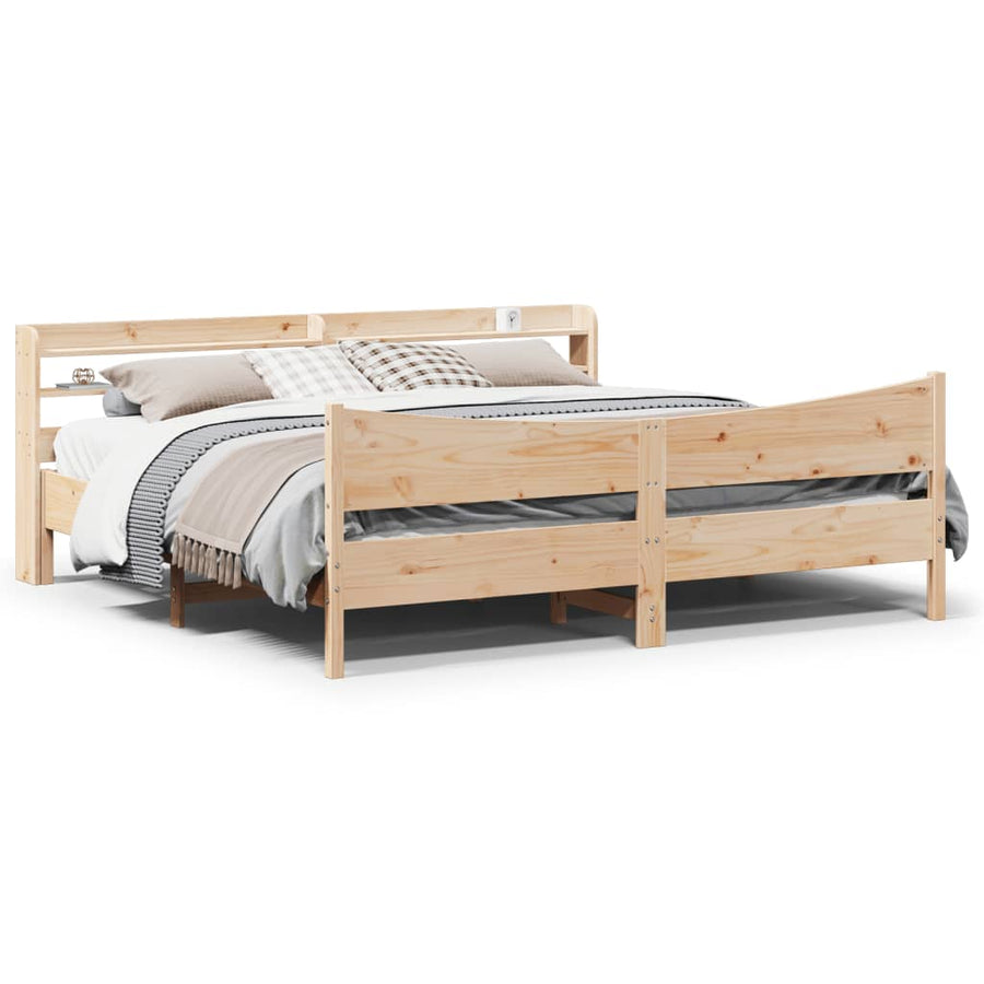 Bedframe met hoofdbord massief grenenhout 200x200 cm