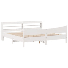 Bedframe met hoofdbord massief grenenhout wit 200x200 cm