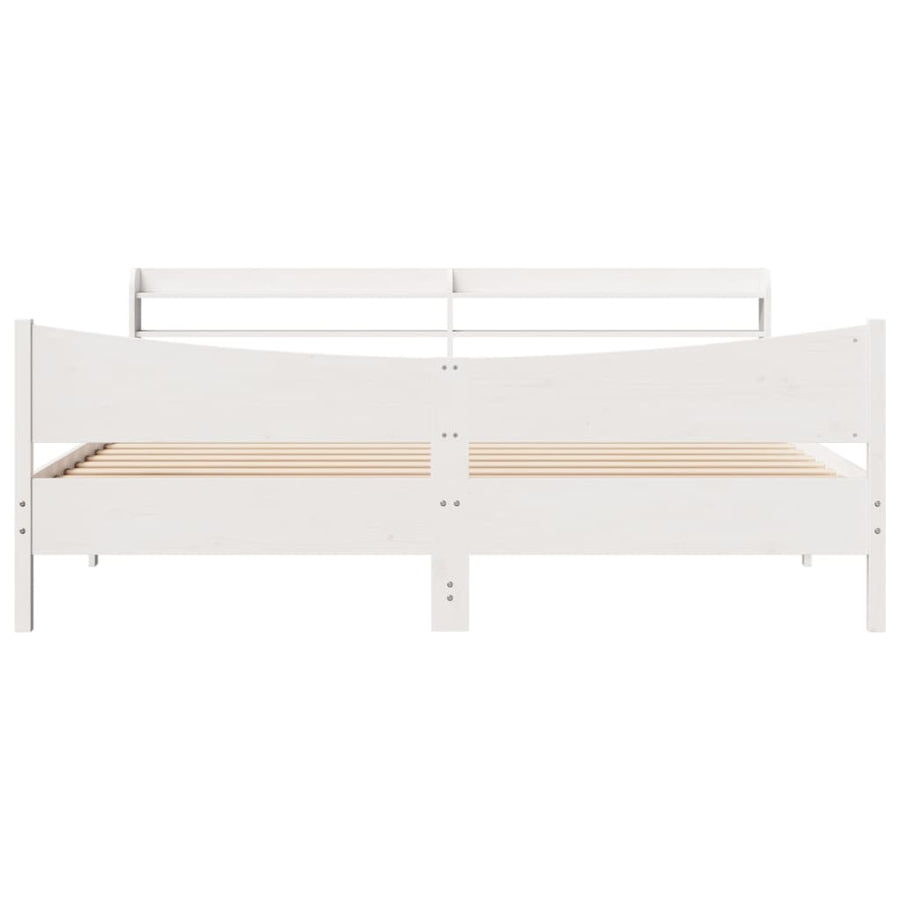 Bedframe met hoofdbord massief grenenhout wit 200x200 cm