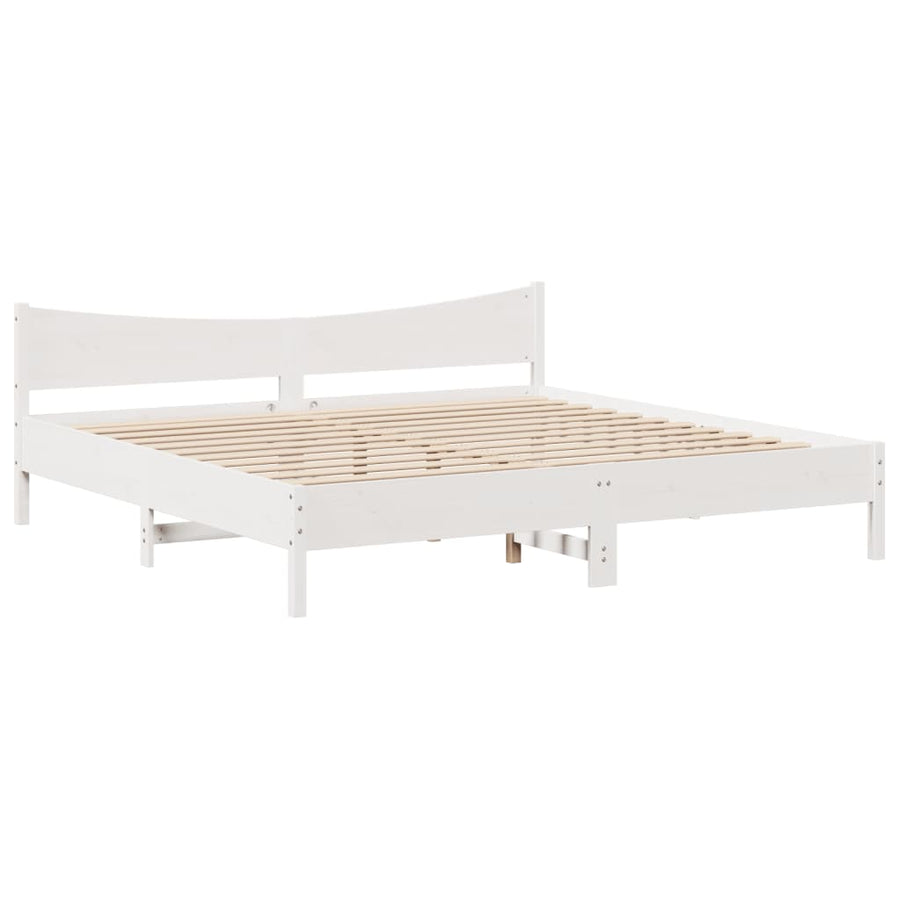 Bedframe met hoofdbord massief grenenhout wit 200x200 cm