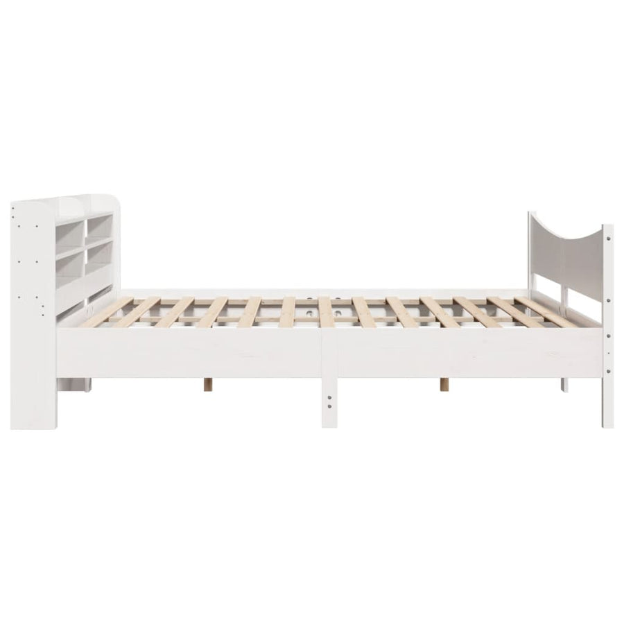 Bedframe met hoofdbord massief grenenhout wit 200x200 cm