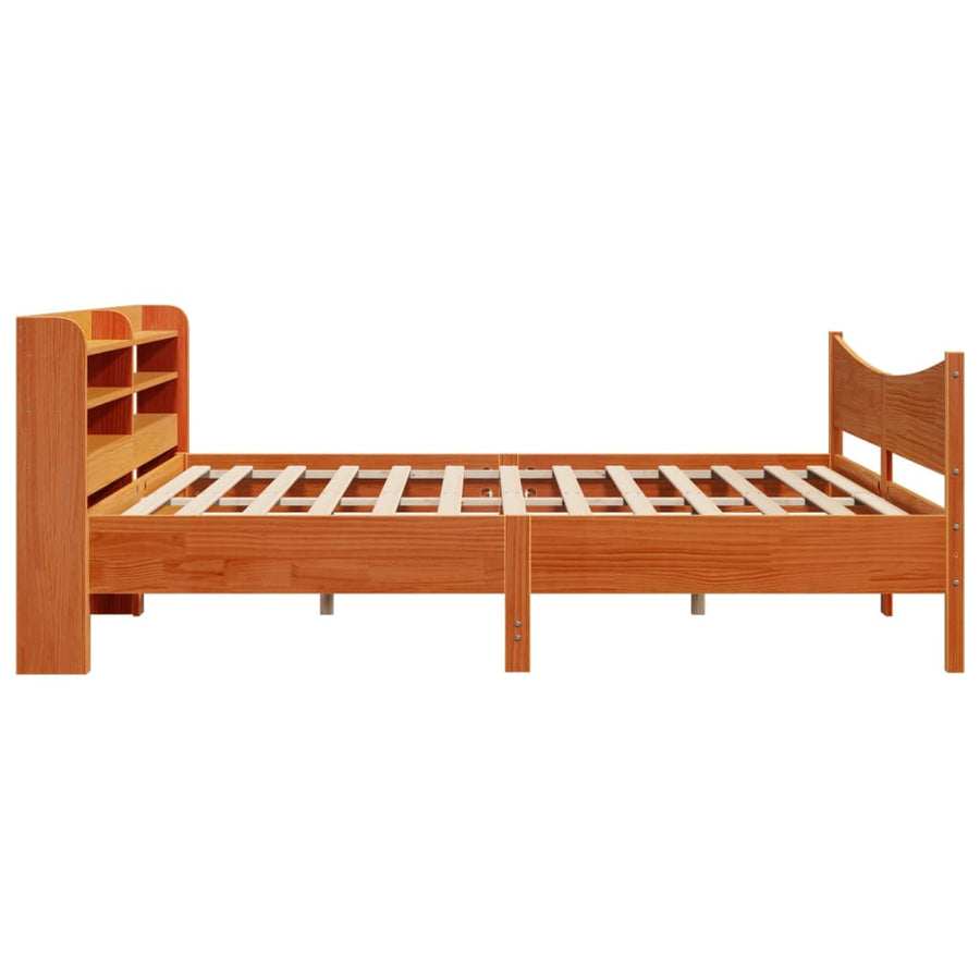 Bedframe met hoofdbord massief grenenhout wasbruin 200x200 cm
