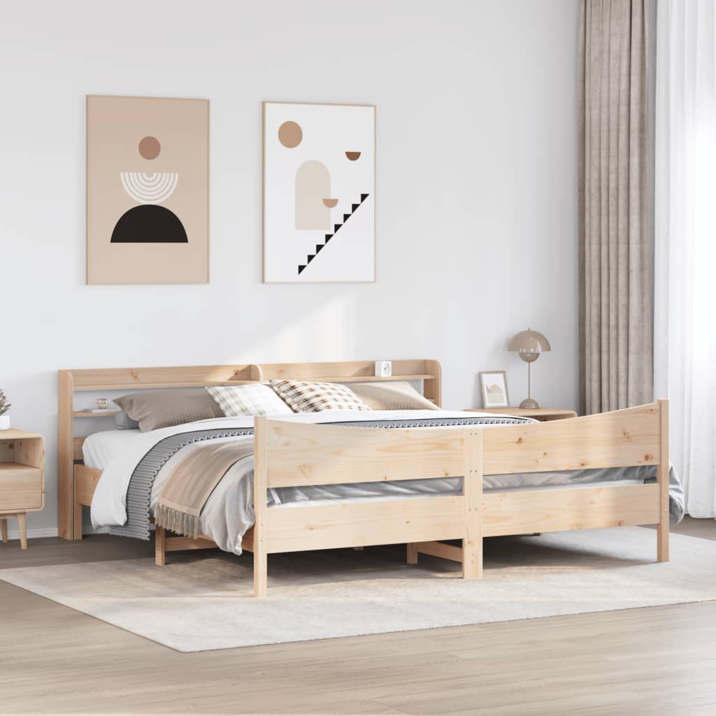 Bedframe met hoofdbord massief grenenhout 180x200 cm