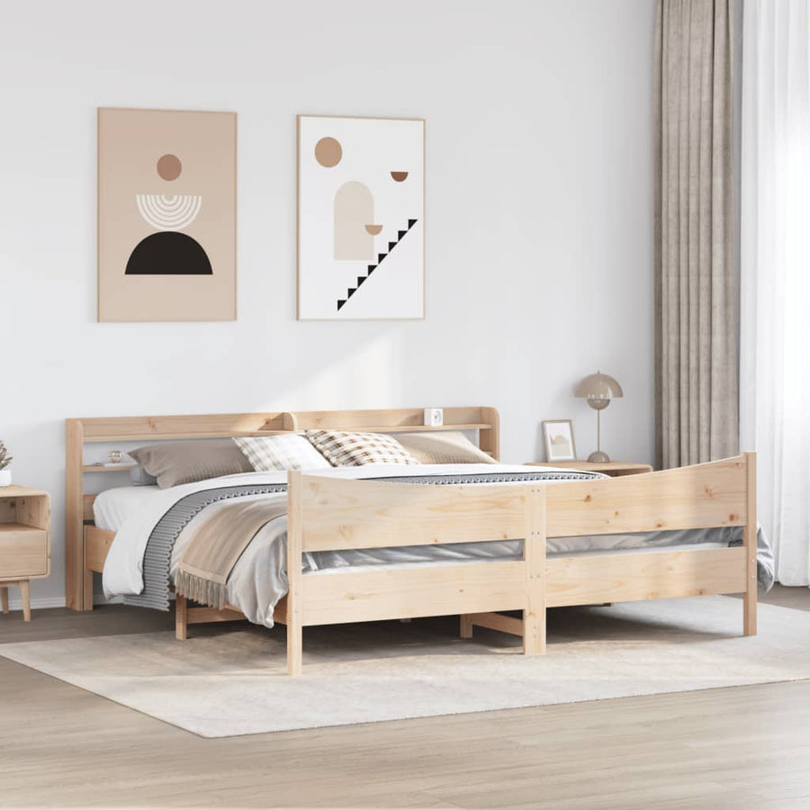 Bedframe met hoofdbord massief grenenhout 180x200 cm