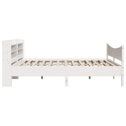 Bedframe met hoofdbord massief grenenhout wit 180x200 cm