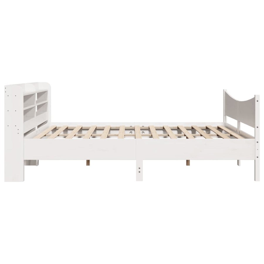 Bedframe met hoofdbord massief grenenhout wit 180x200 cm