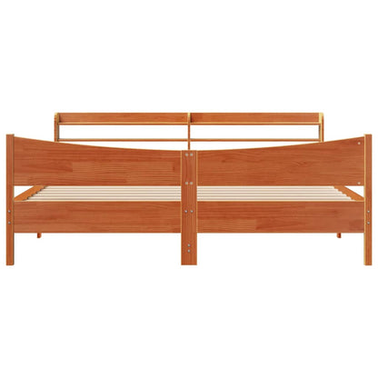 Bedframe met hoofdbord massief grenenhout wasbruin 180x200 cm