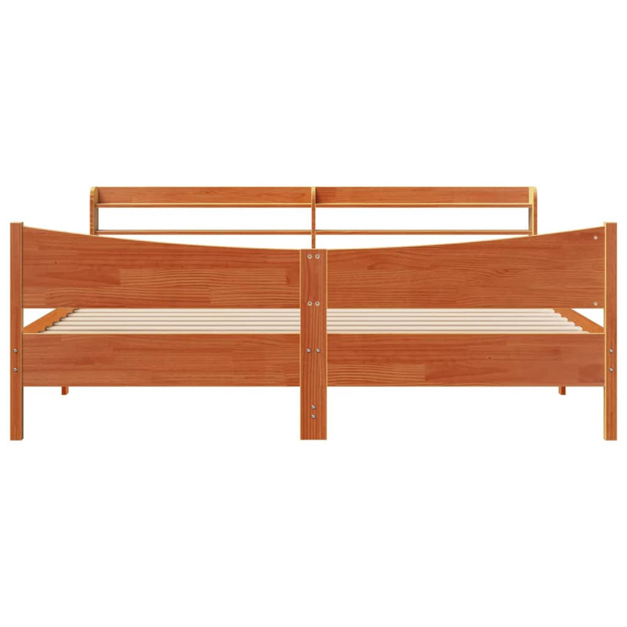 Bedframe met hoofdbord massief grenenhout wasbruin 180x200 cm