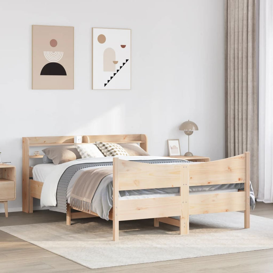 Bedframe met hoofdbord massief grenenhout 160x200 cm