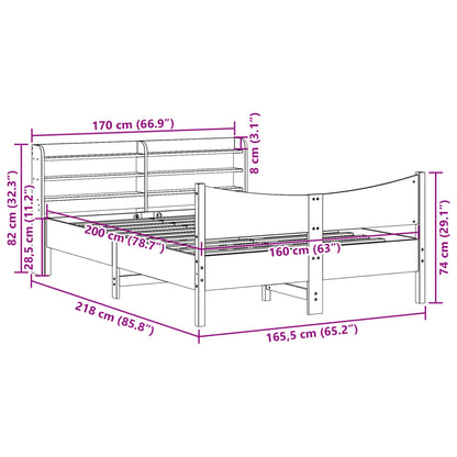 Bedframe met hoofdbord massief grenenhout 160x200 cm