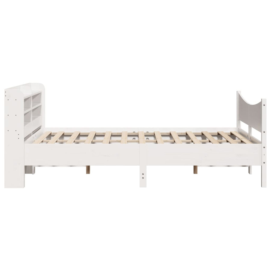 Bedframe met hoofdbord massief grenenhout wit 160x200 cm