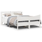 Bedframe met hoofdbord massief grenenhout wit 160x200 cm